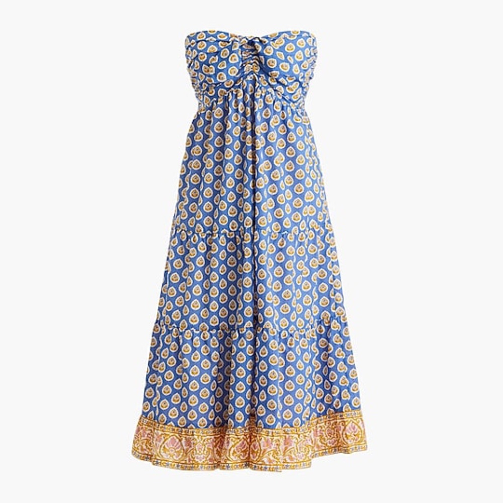 J.CREW Tiered strapless bow-front dress in floral